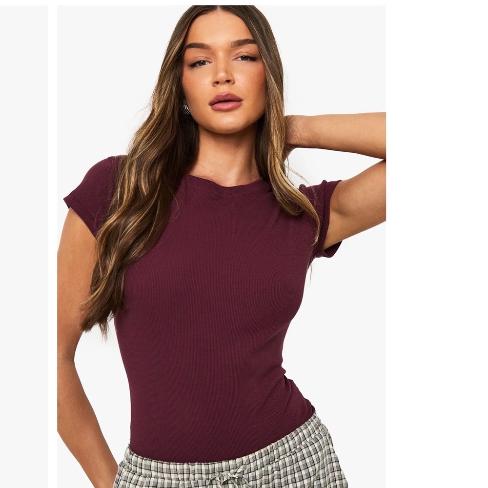 Plum Color Stretchable Cap Sleeve Top  NWT